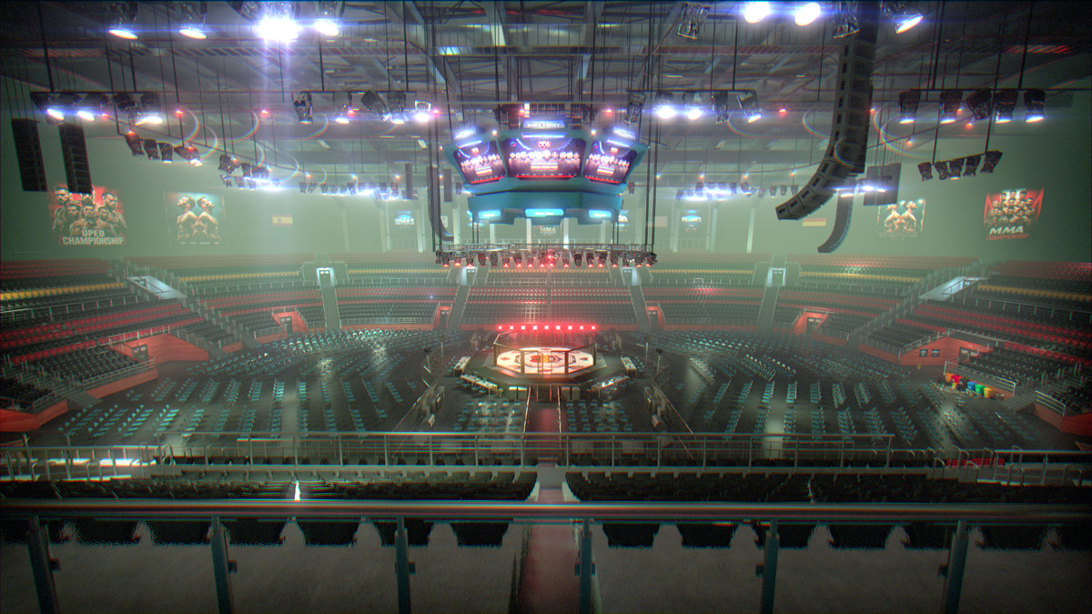 MMA Arena Stadium Interior - Octagon Fight Championship Nodular 3D Level