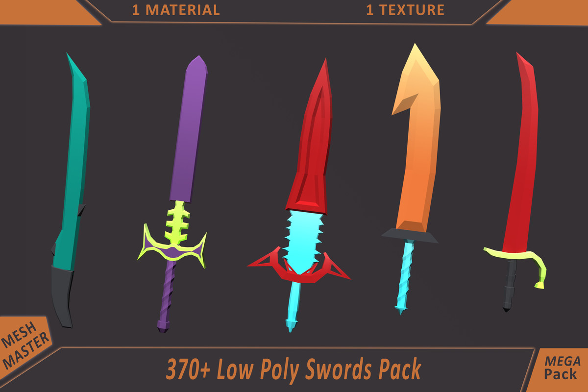 Low Poly Sword Library – 370+ Models