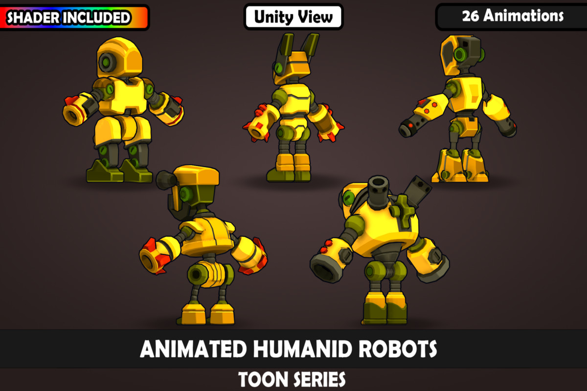 Animated Toon Robot Characters Vol. 2 – 5 Stylized Robots