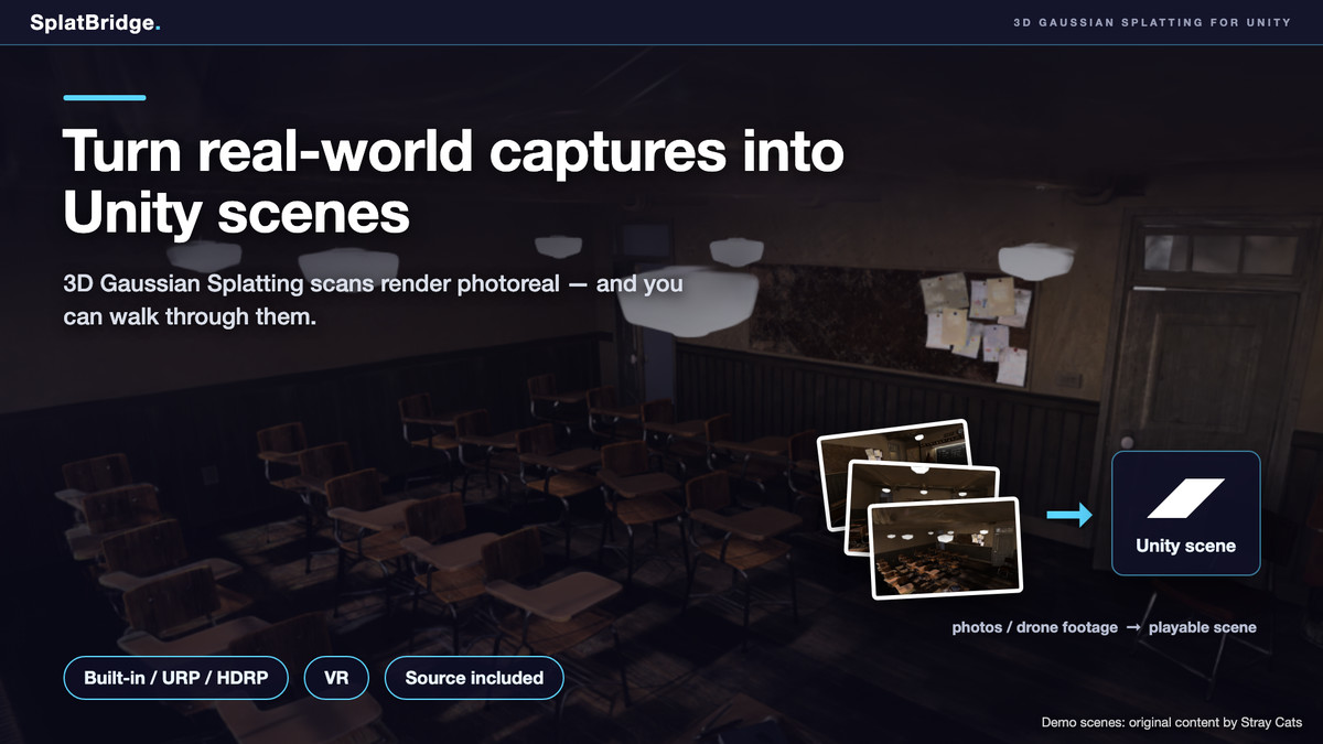 SplatBridge — 3D Gaussian Splatting: Import, Stream & Play Real-World Scans