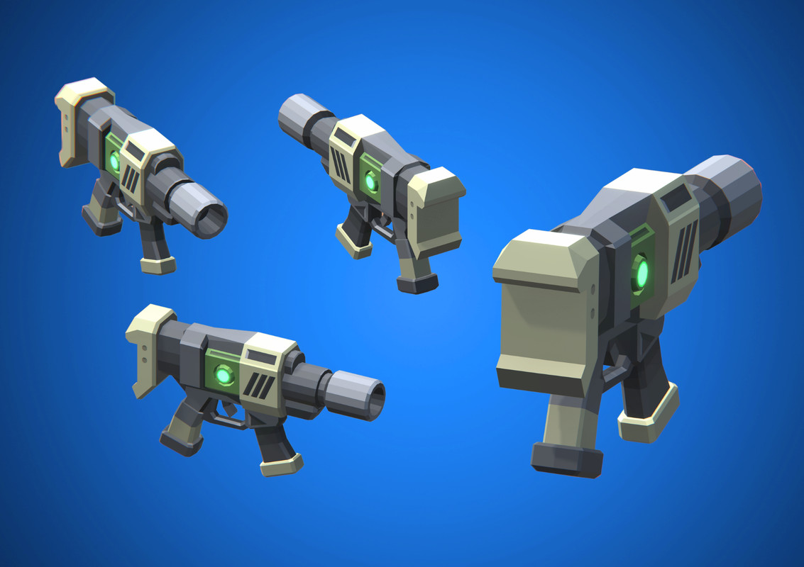Low Poly Sci-Fi Blaster Pack Vol. 2 - Retro Style