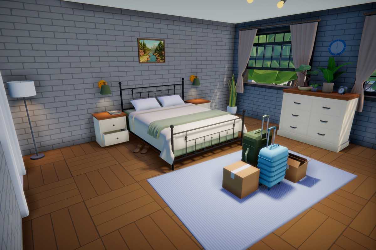 Low Poly Cartoon House Interior & Exterior
