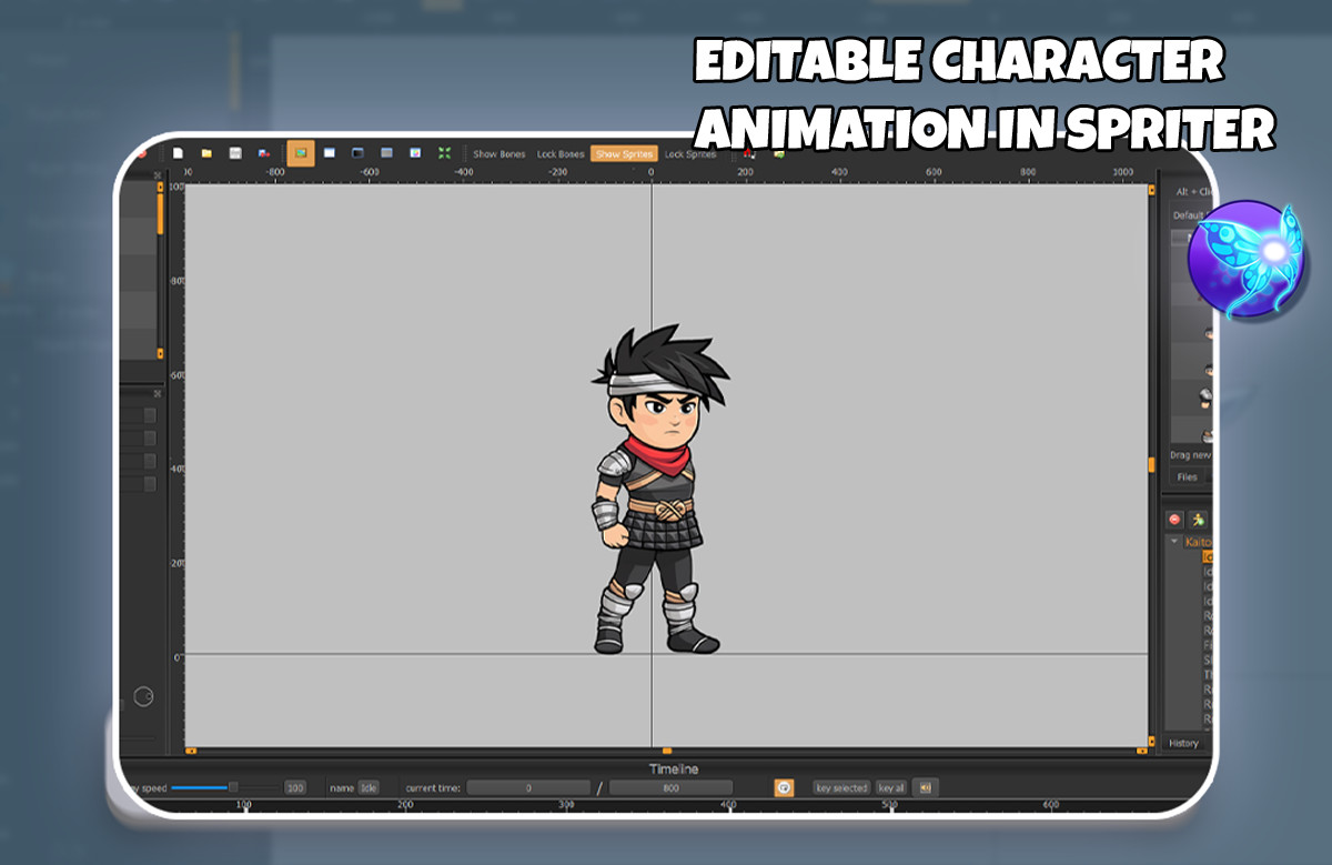 Kaito Warrior 2D Animated Character