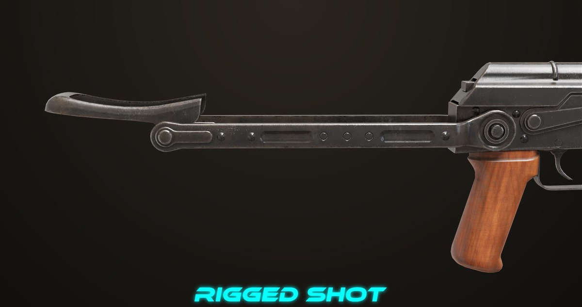 AKMS Light Machine Gun 10 Wood URP HDRP Texture