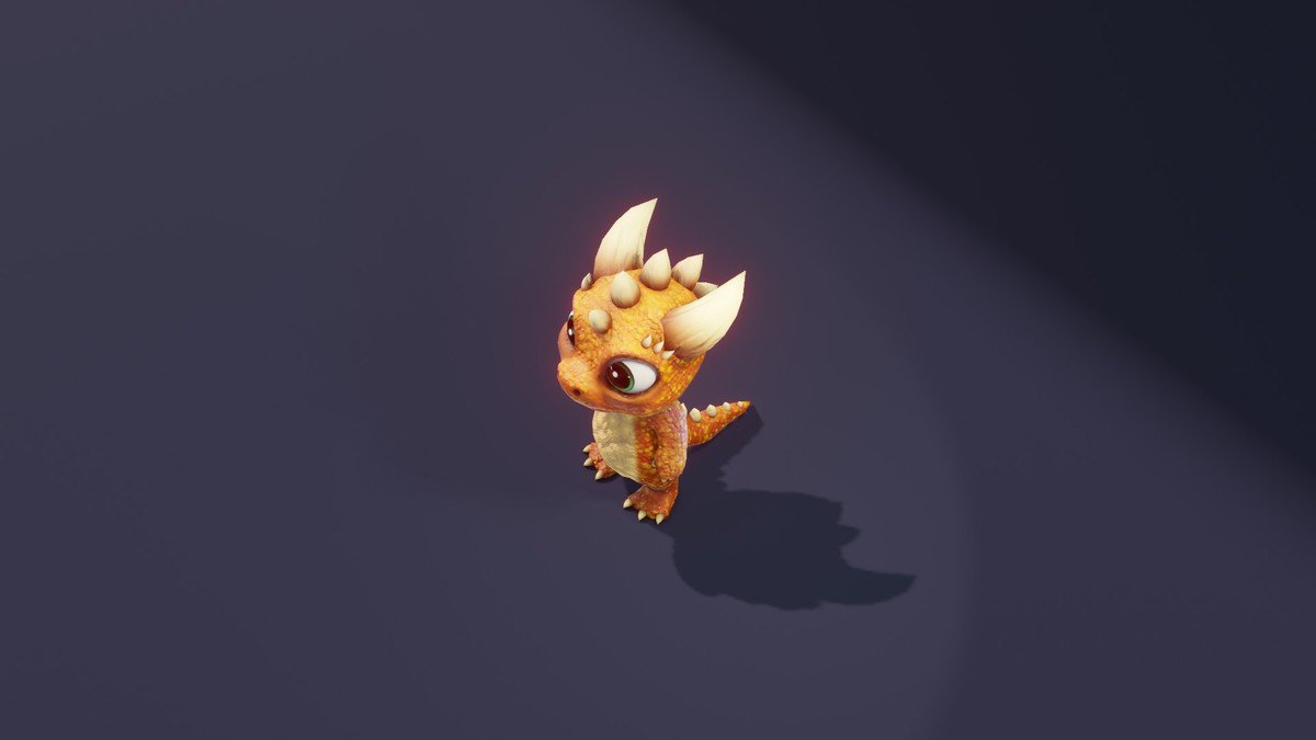 Cartoon Orange Dinosaur 3D Model (Low-Poly, Game-Ready, Animated, Built-In)