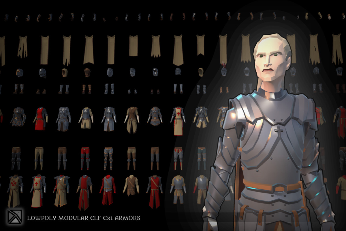 Lowpoly Elves Modular Armors Bundle- MEDIEVAL FANTASY SERIES