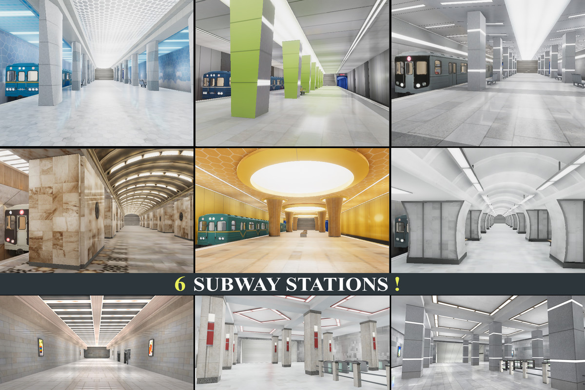 Subway and Train Stations Bundle - 10 Scenes