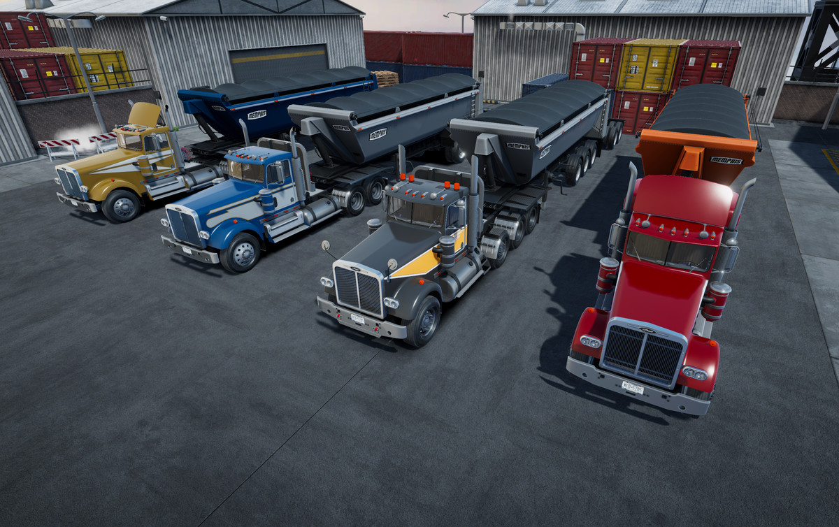 Semitruck with dump trailer