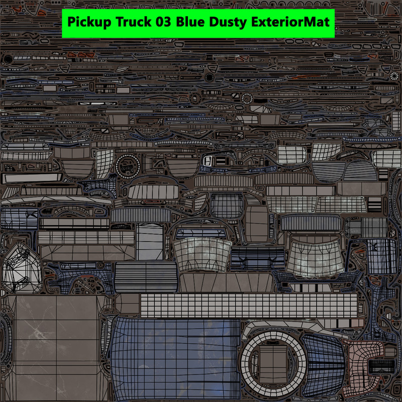 Pickup Truck 03 Blue Dusty URP HDRP Textures