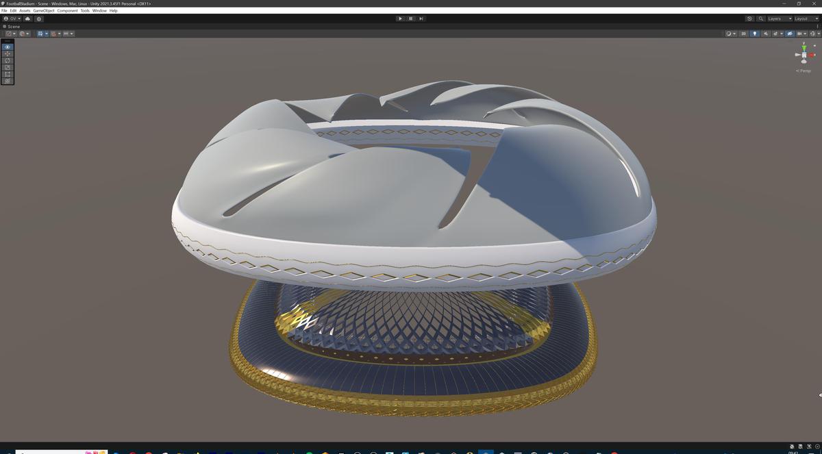 Modular Soccer Football Stadium Arena With 4 Roofs - Sport Environment 3d Level