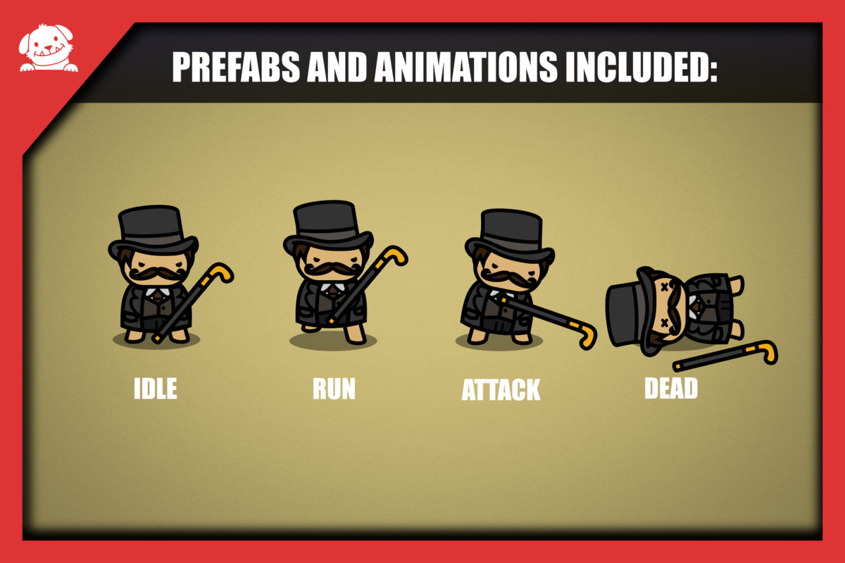 Simple 2D Cute Wild West Characters