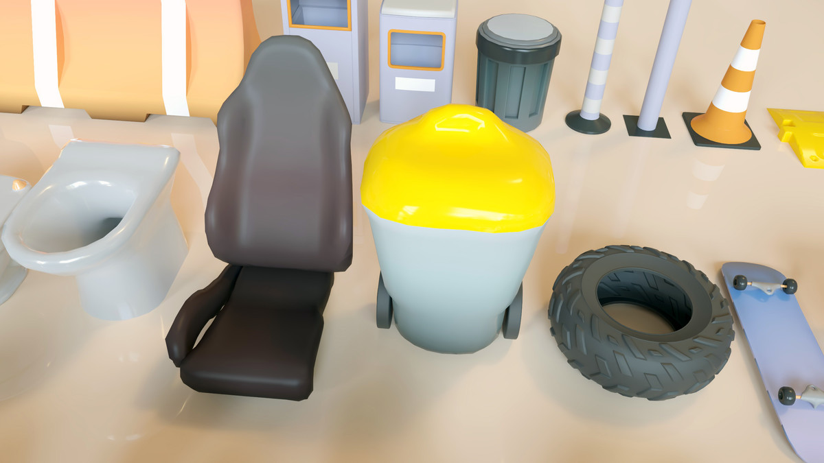 Lowpoly Stylized Street Garbage, Junk, Trash and Waste Set - 328 gameready props