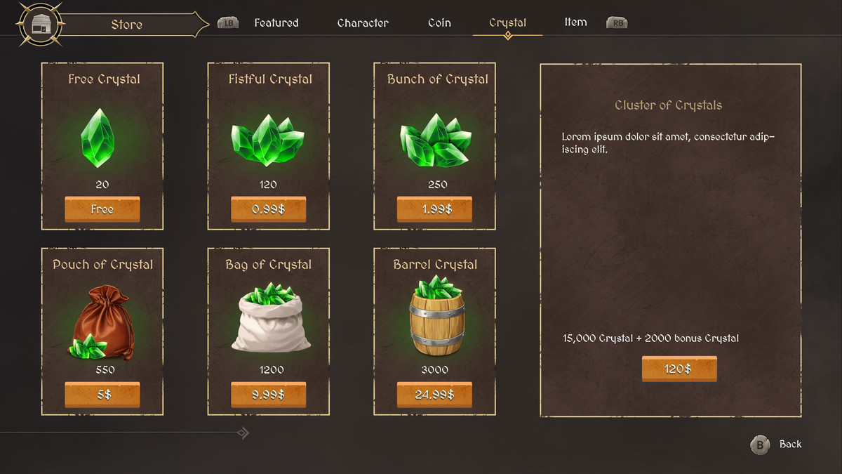 Fantasy RPG GUI