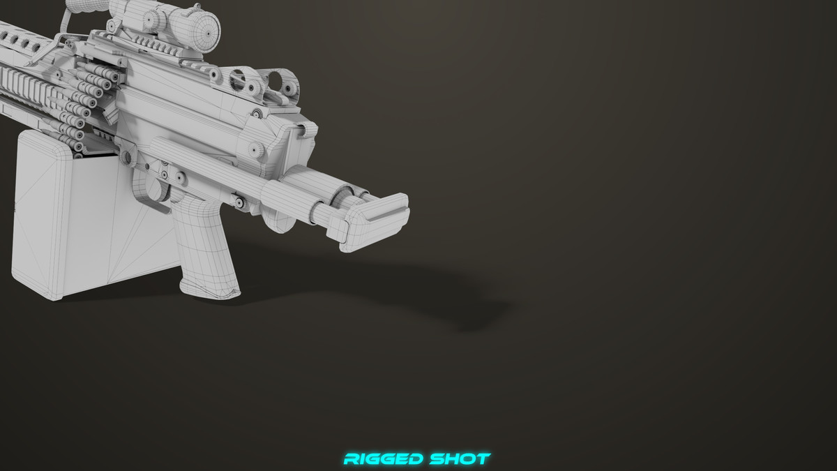 Machine Gun Sandal and Black Ammo Box URP HDRP Textures