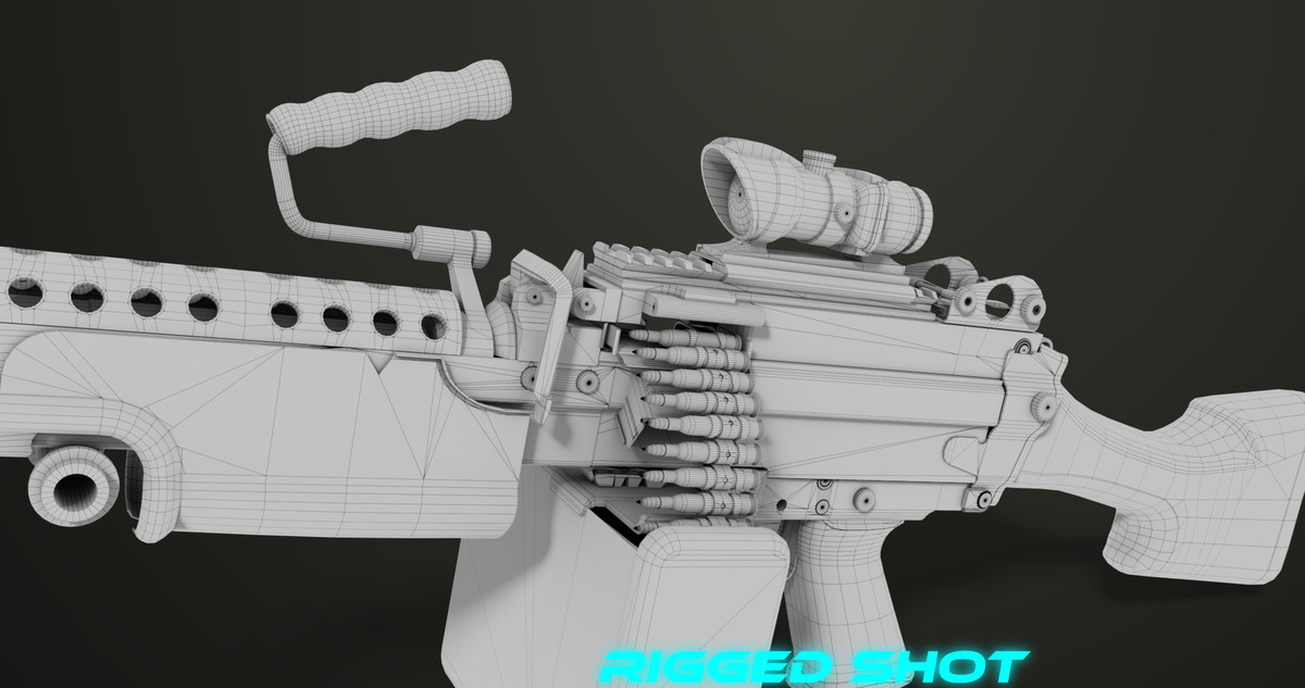 Machine Gun Sandal and Black Ammo Box URP HDRP Textures