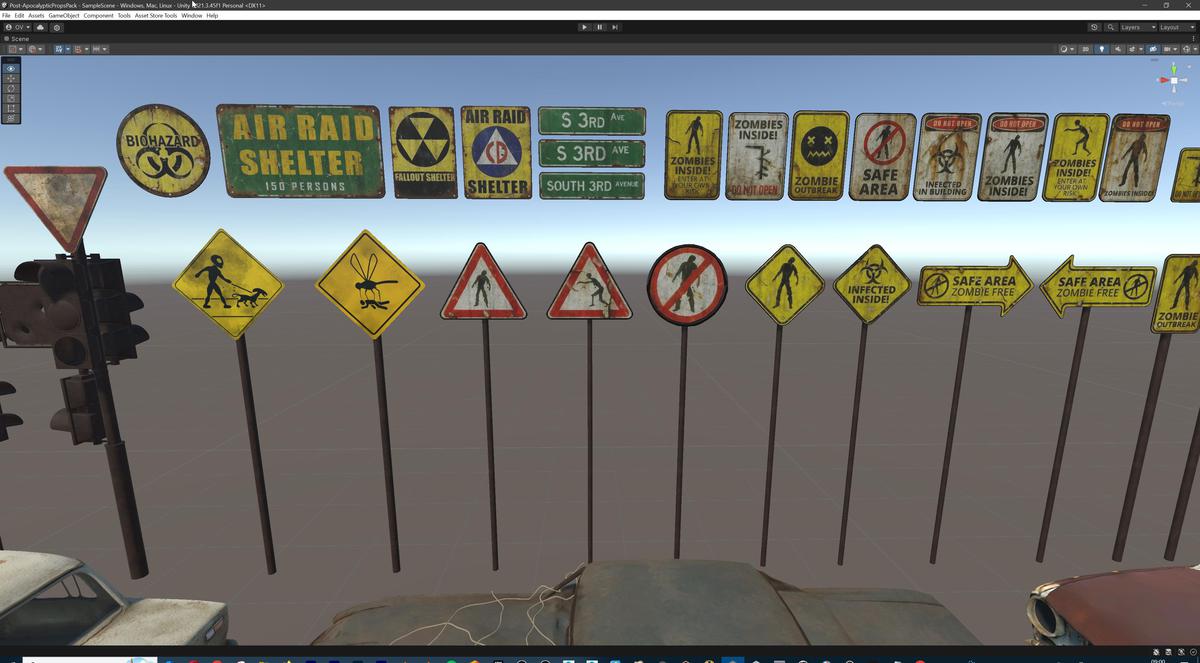 Post-Apocalyptic Survival Urban City Props and Road Signs Pack - 135 3d Models