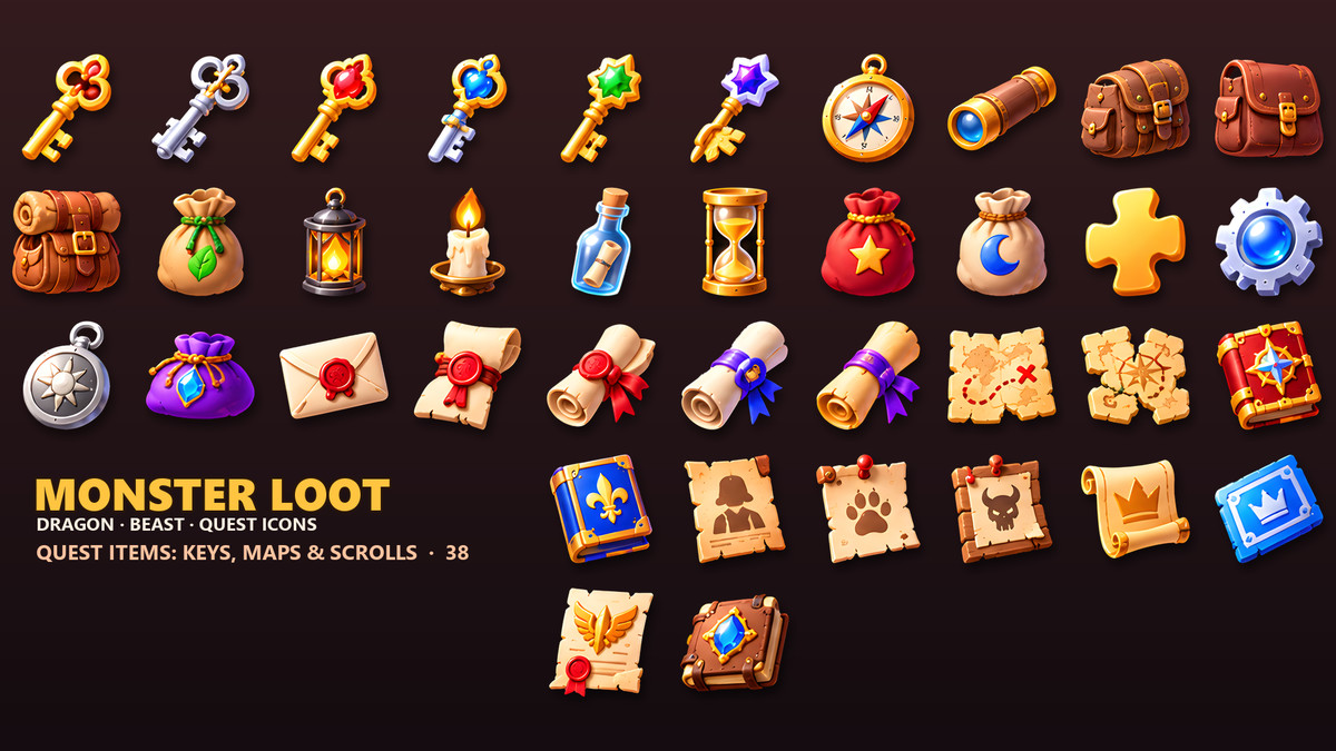 Monster & Dragon Loot Icons - 313 RPG Drops