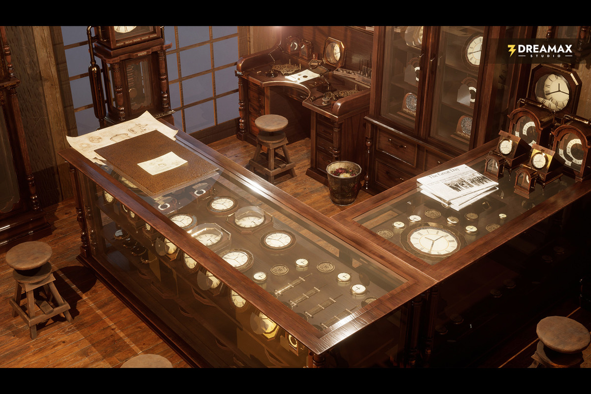 Victorian Clock Shop - Antique Clockmaker's Workshop Interior Vol. 1