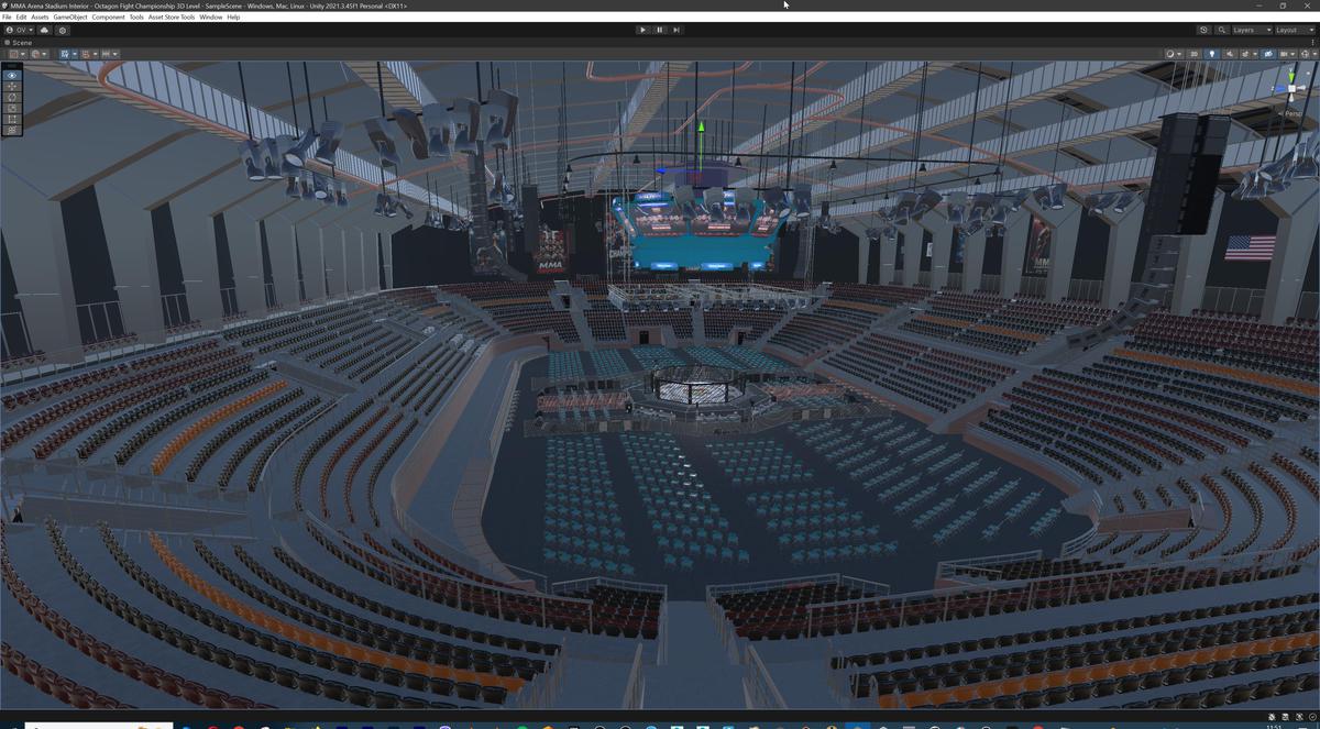 MMA Arena Stadium Interior - Octagon Fight Championship Nodular 3D Level