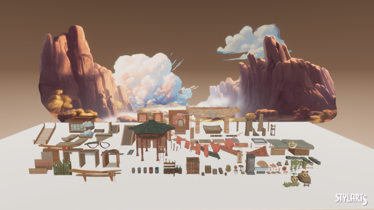 Stylized Asian Temple