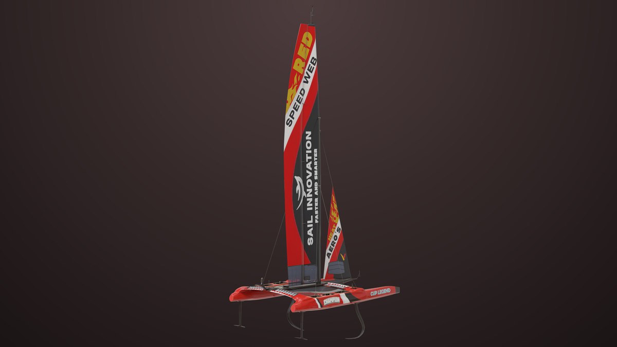 Yacht Hydrofoil Sailing Boat 02 Black URP HDRP Textures