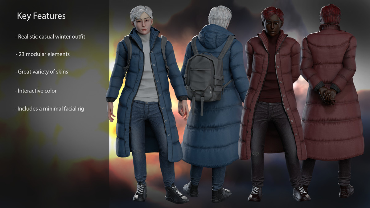 Winter Student Man – Modular Game Character