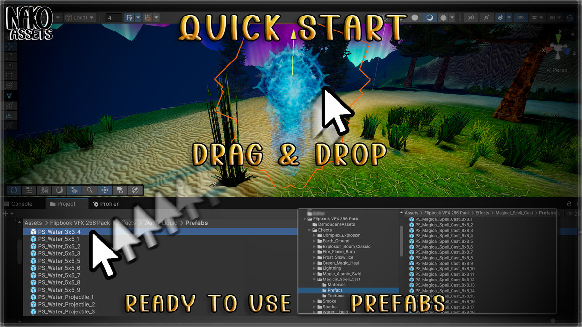 HQ Flipbook VFX (256+ Effects) | Magic, Fire, RPG | URP/HDRP/BIRP