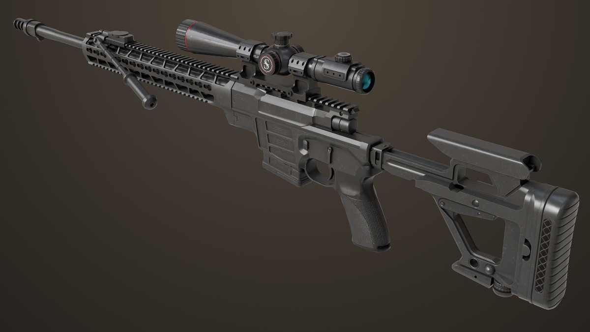 Sniper Rifle 04 Black URP HDRP Textures