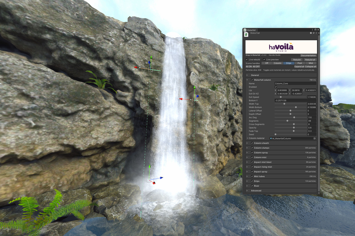 Drop-In Waterfall — Realistic URP System