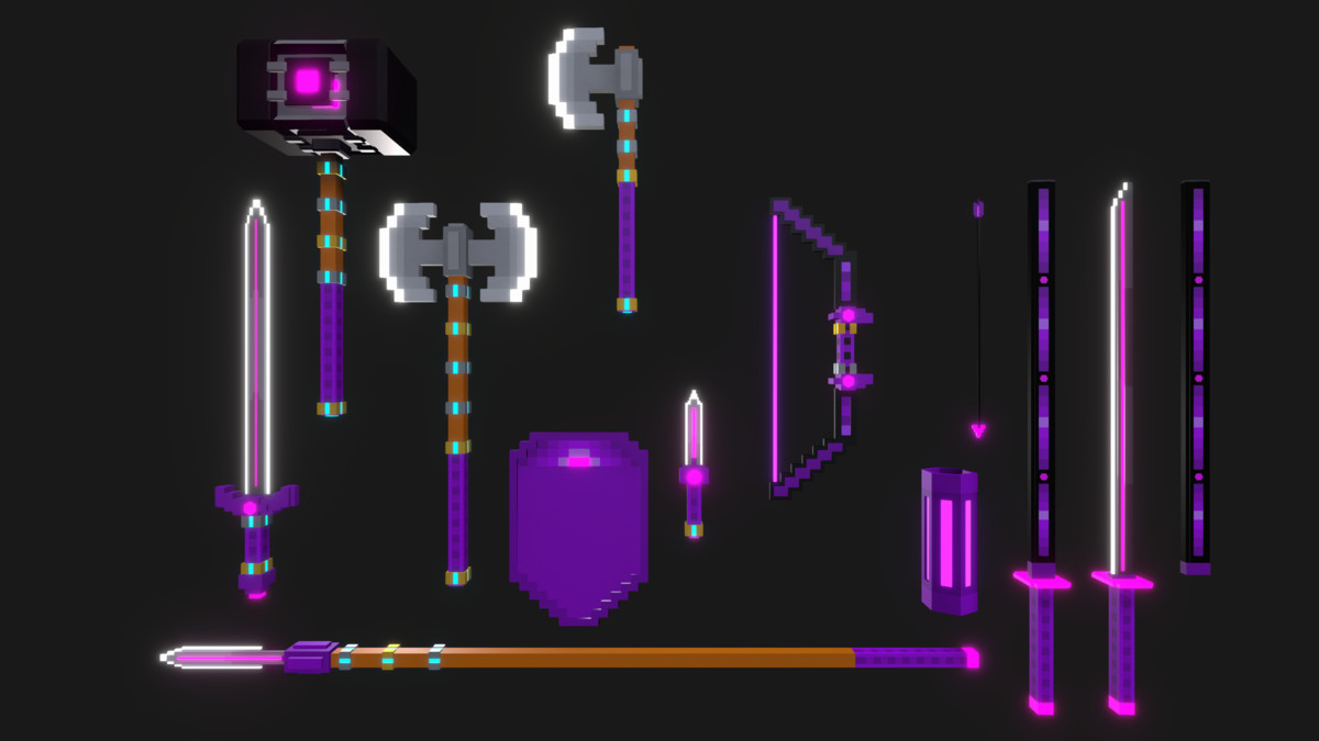 Stylized Voxel Medieval Weapons Pack