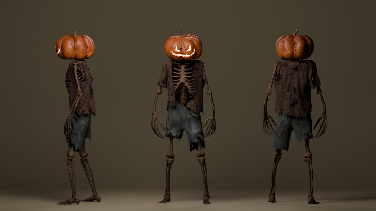 Scarecrow Pumpkin Halloween Skeleton
