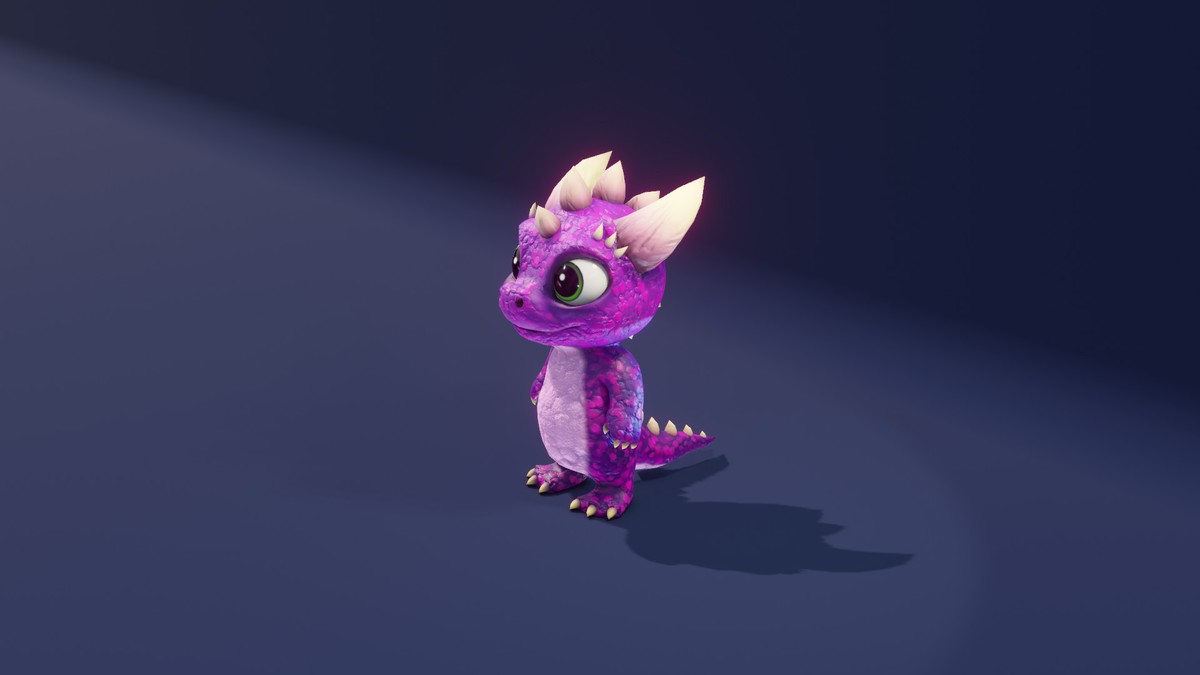 Cartoon Purple Dinosaur 3D Model – Animated Character