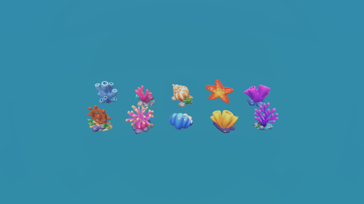 Stylized Underwater Pack — Rocks, Corals & Sea Props