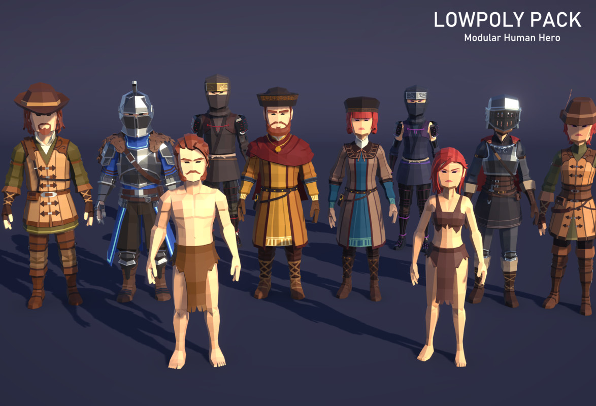 LowpolyPack_Modular Human Hero
