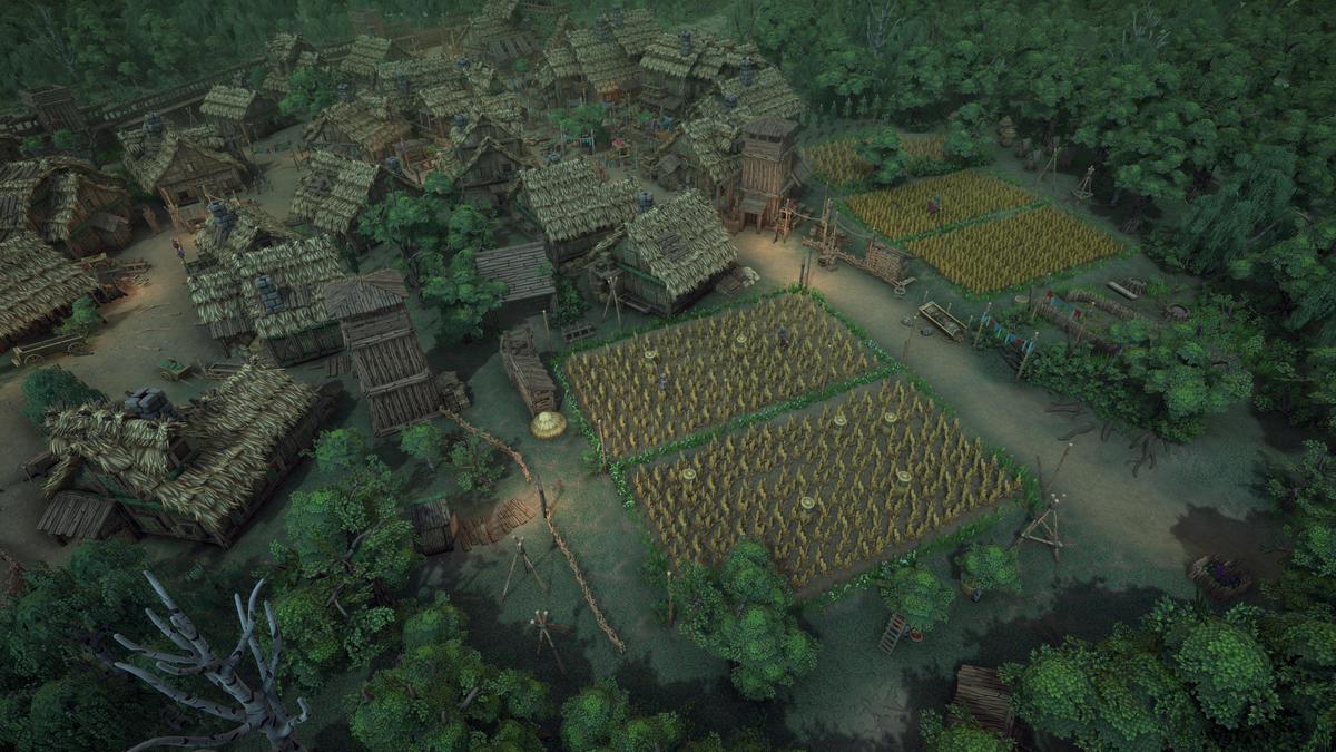 Stylized fantasy pagan village