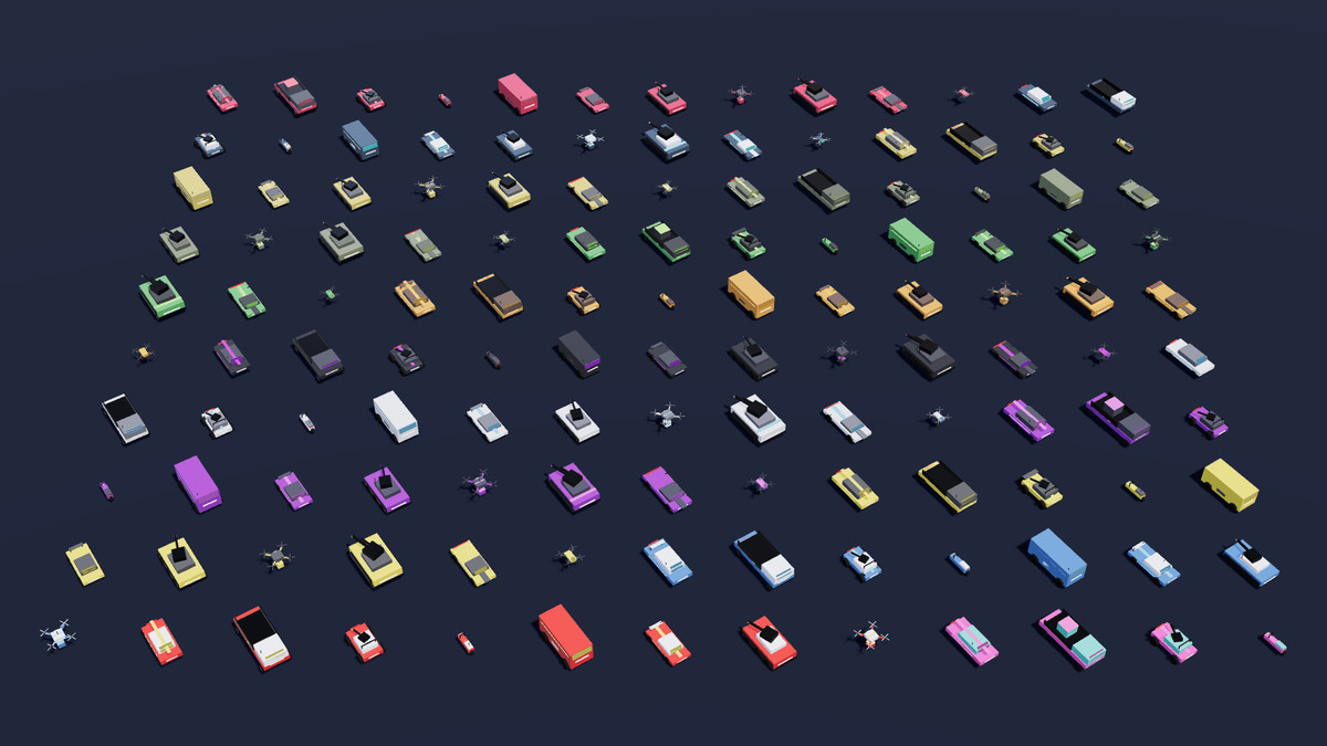 3D Land Vehicle Pack - 130 Low Poly Rigged Land Vehicles