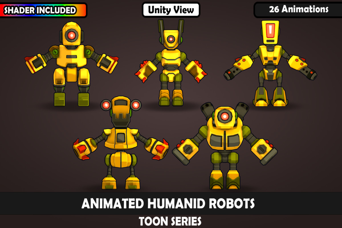 Animated Toon Robot Characters Vol. 2 – 5 Stylized Robots