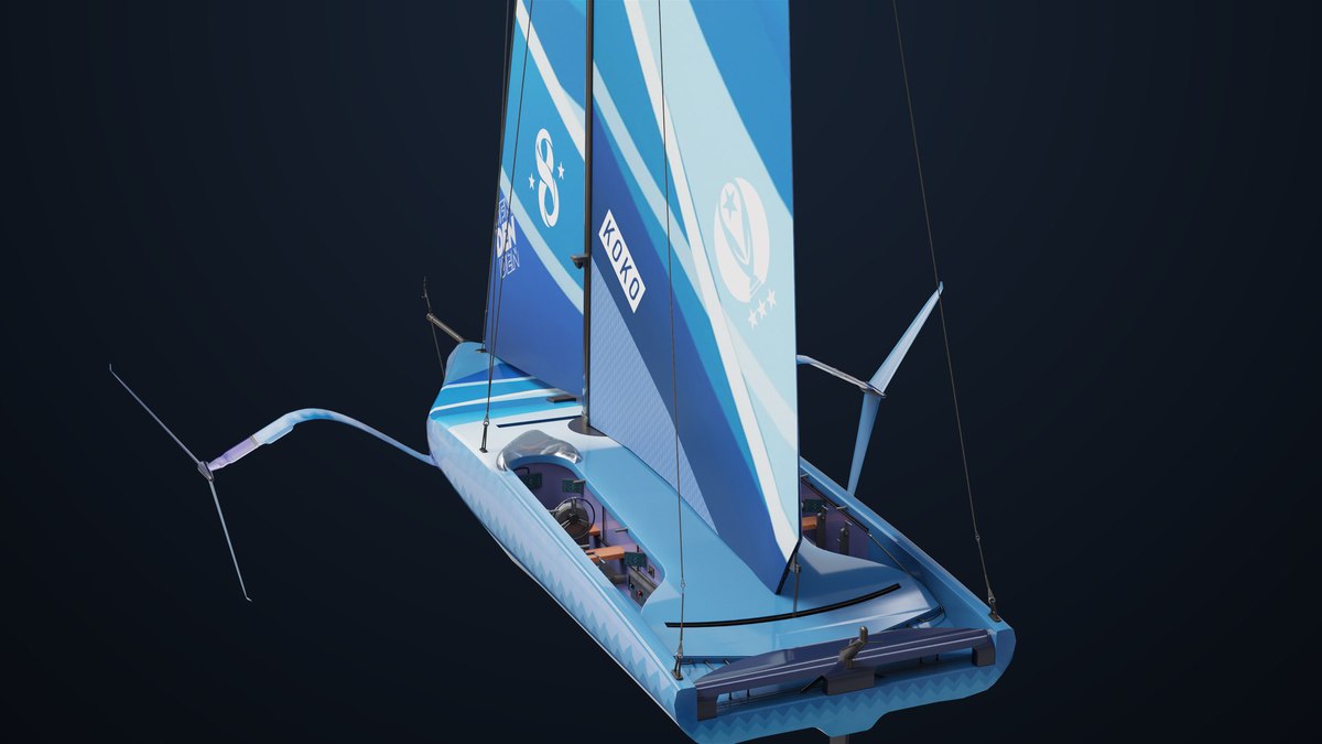 Yacht Hydrofoil Sailing Boat Blue URP HDRP Textures