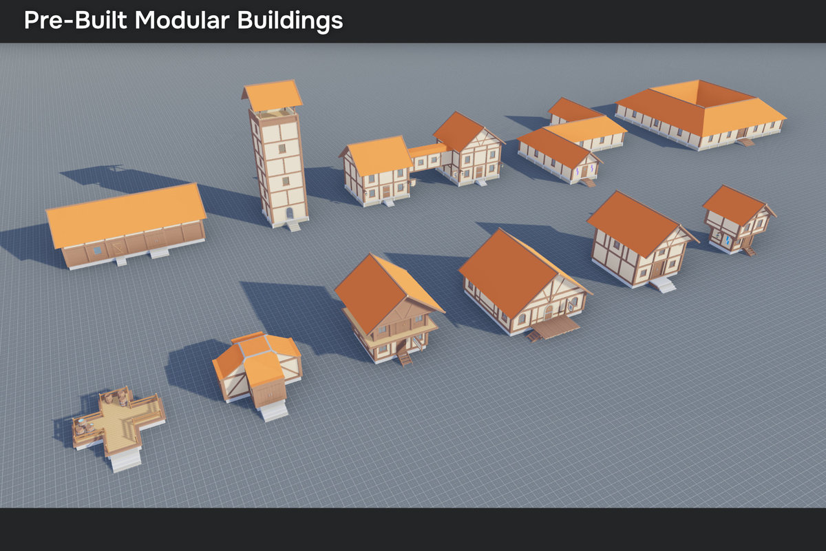 Low Poly Modular Medieval Buildings Pack
