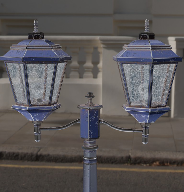 Ornate Double Street Lamp - 4 Texture Variants Pack
