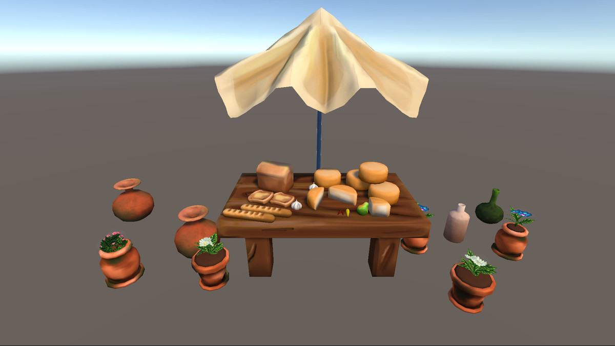 Stylized Hand-Painted Market Stalls & Props