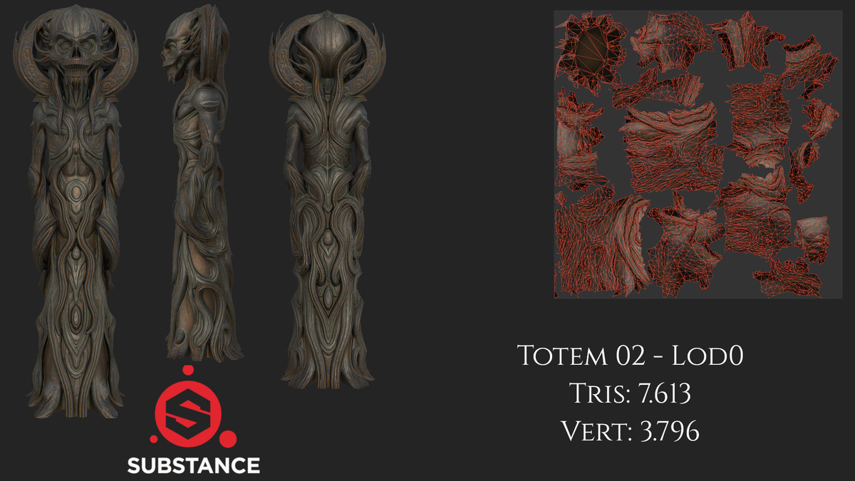 4 Dark Fantasy Totems / Statues