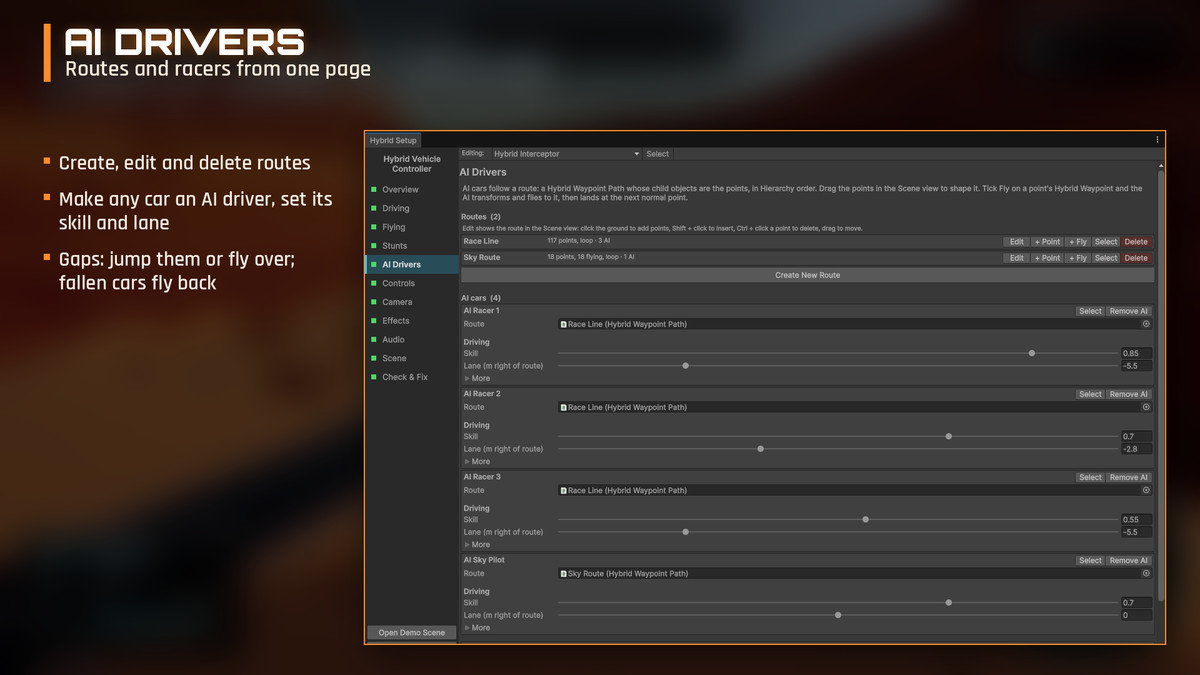 Hybrid Vehicle Controller 2.0: Flying Car/Drone, Stunts & AI