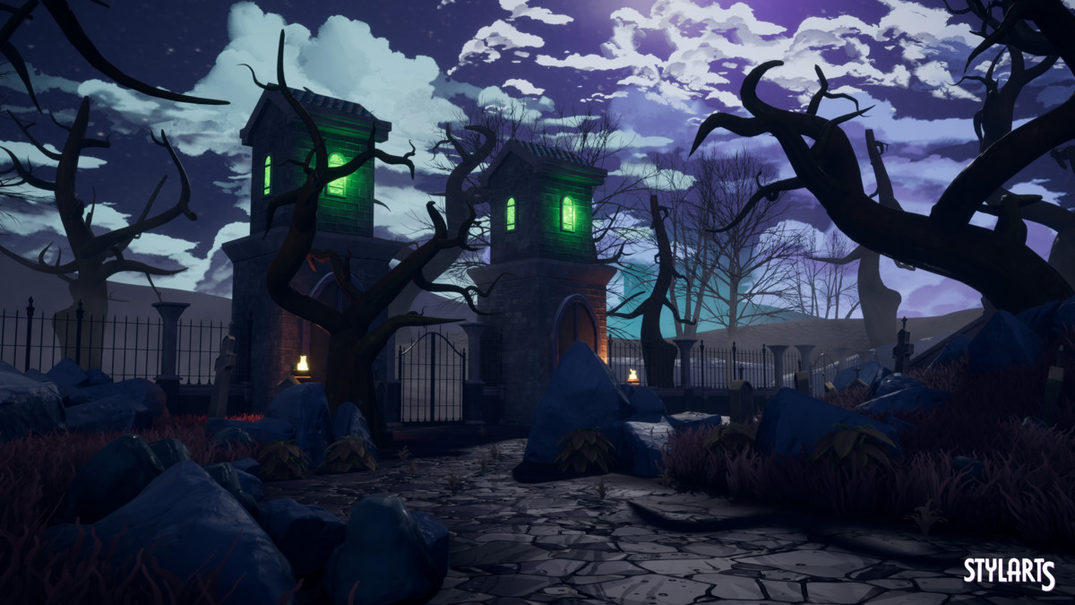 Stylized Spooky Cemetery Crypt