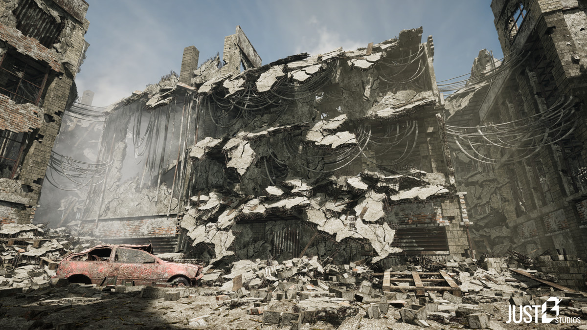 Modular Destruction Site Environment (Ruins,Destroyed,Buildings)