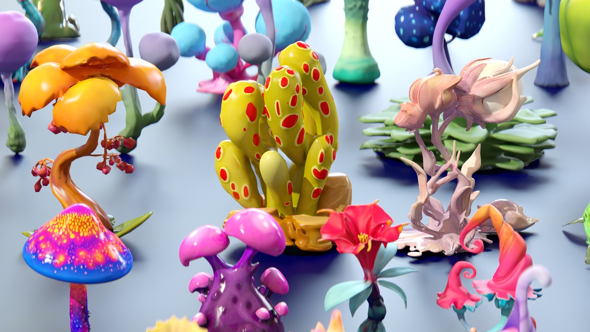 Fantasy Funny Stylized Magical Flora Plants - Low Poly Pack (118 3d models)