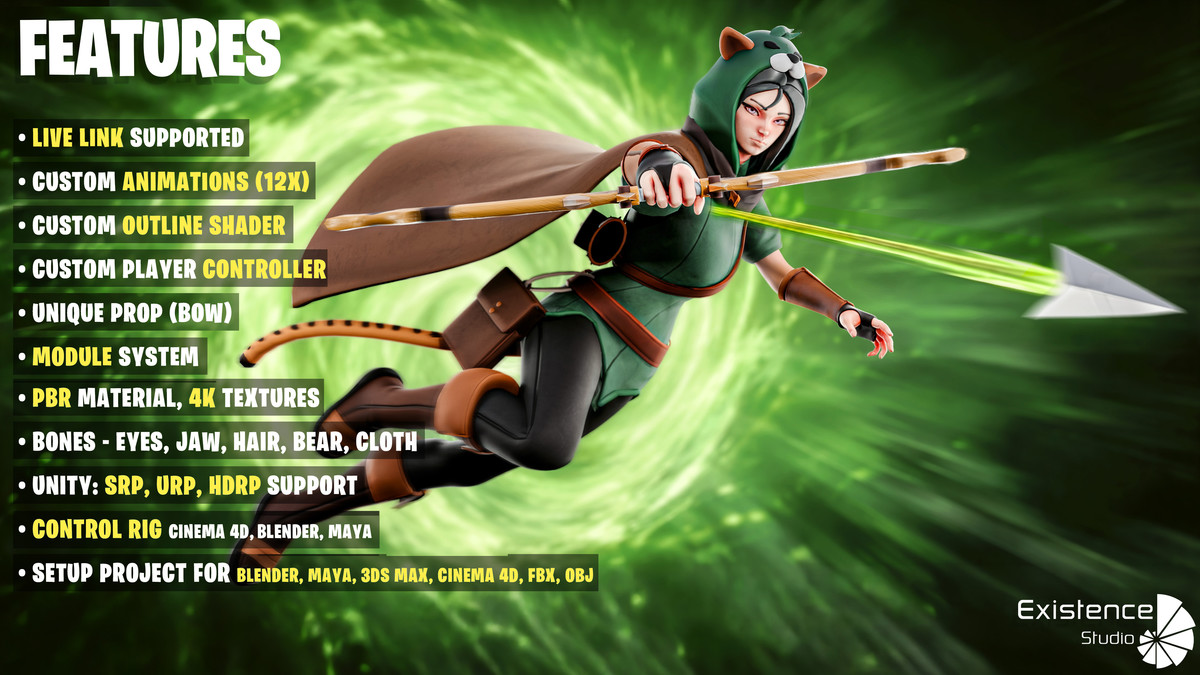 Sylva Archer - Stylized Fantasy Catgirl Character with Bow