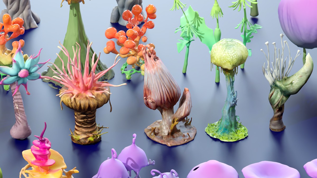Fantasy Funny Stylized Magical Flora Plants - Low Poly Pack (118 3d models)