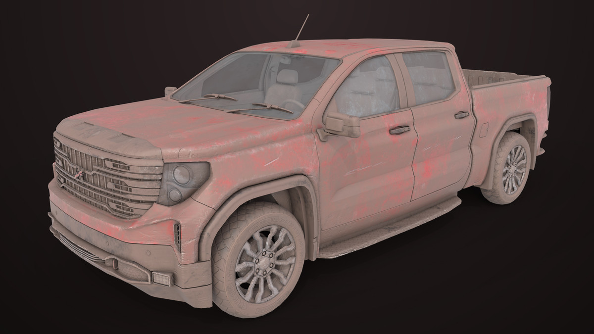 Pickup Truck 02 Red Dusty URP HDRP Textures