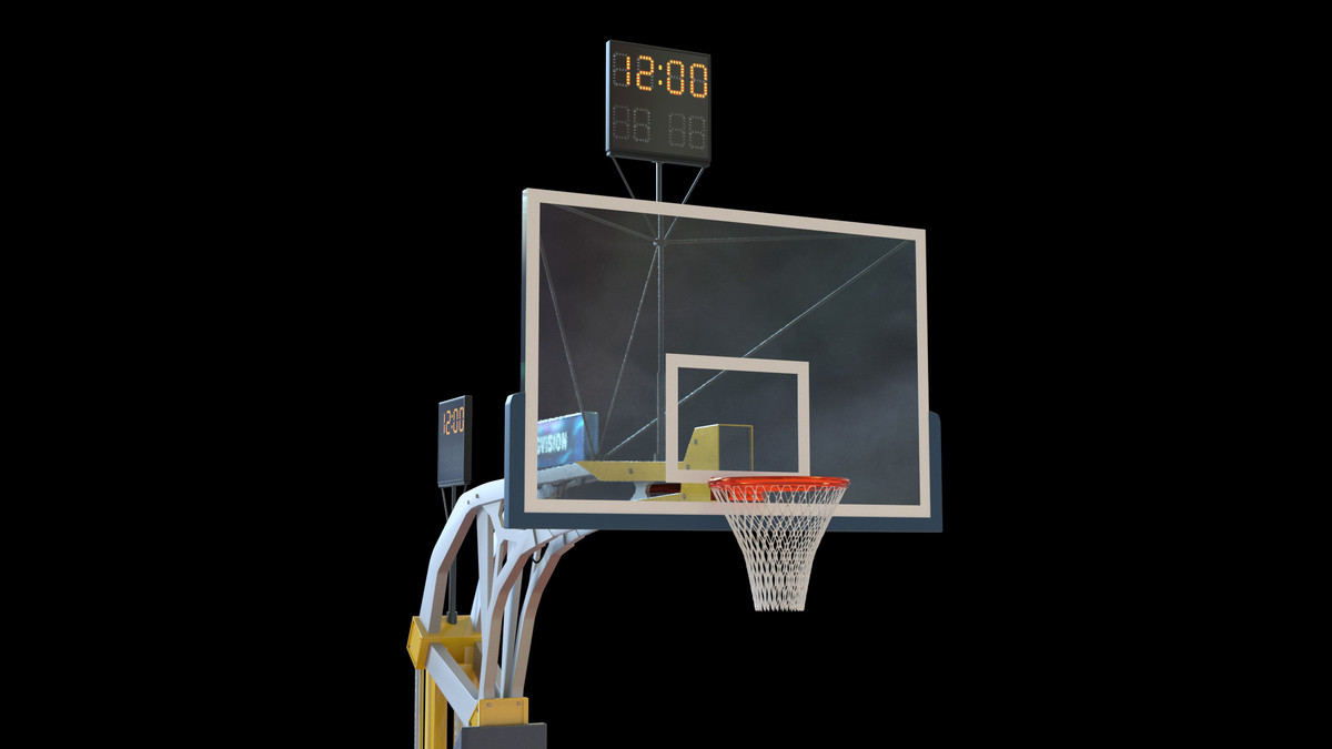 Basketball Court Set with Backboard, Hoop, Parquet, Balls, Digital Timer, Screen